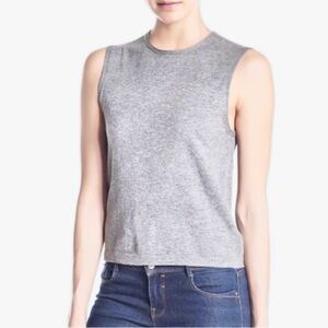 360 SWEATER | Sleeveless Cotton Knit Heather Grey Tank Top Size Small EUC